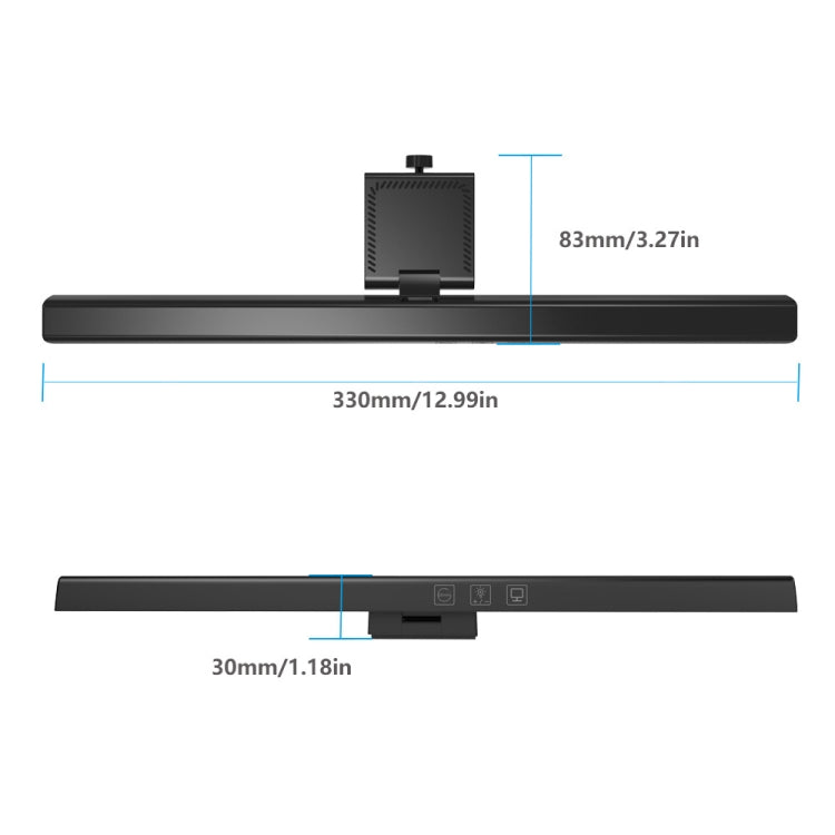 TB-30SA 33cm Timing Dimming Display Asymmetric Working Eye Care LED Desk Lamp Laptop Screen Hanging Light(Black) - Desk Lamps by PMc TechLife | Online Shopping South Africa | PMc TechLife | Buy Now Pay Later Mobicred