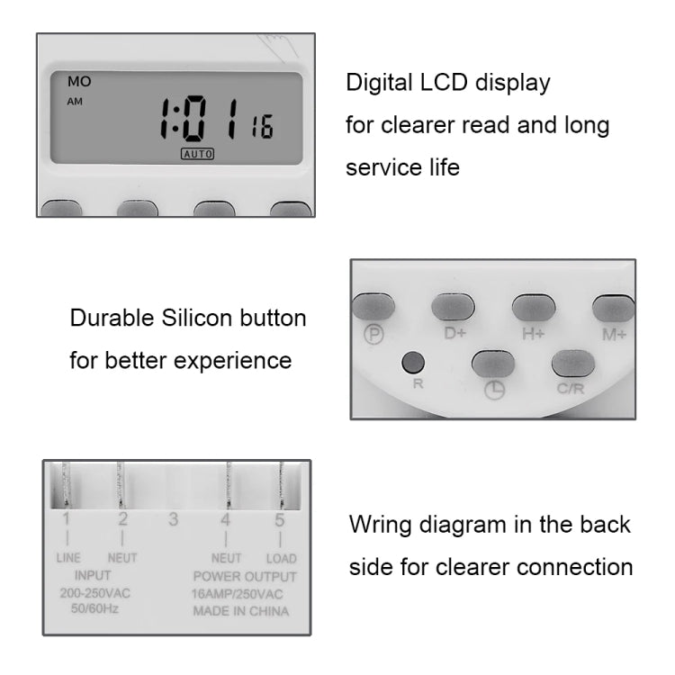 SINOTIMER CN101A 5V 16A Digital LCD Timer Switch Programmable Timer Controller - Switch by SINOTIMER | Online Shopping South Africa | PMC Jewellery | Buy Now Pay Later Mobicred