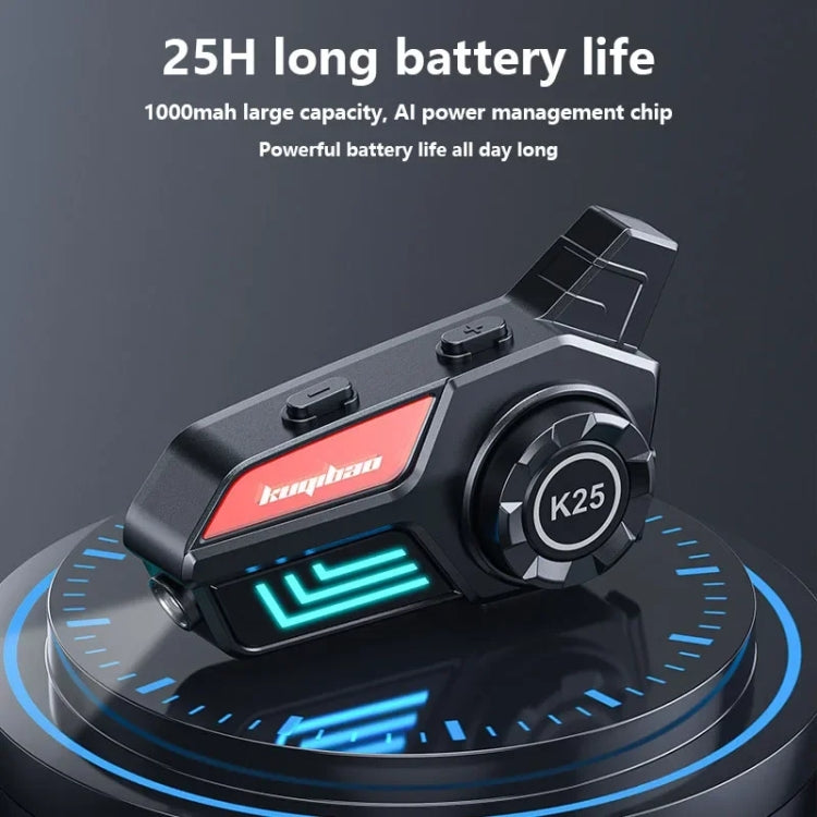 KUQIBAO Motorcycle Helmet Water-resistant Bluetooth-compatible Headset With Light(Hard Microphone)