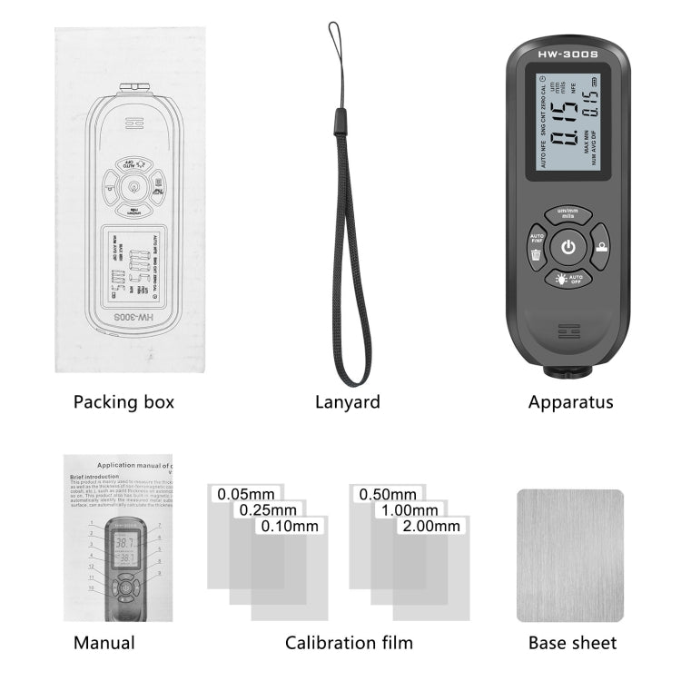 HW-300S High Precision Coating Thickness Gauge Anti-skid Paint Film Gauge(Orange Vertical Screen)