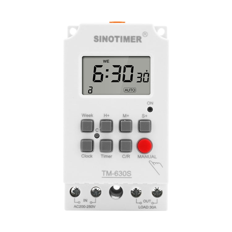 SINOTIMER TM630S-2 220V 30A Timer Switch 1 Second Interval Weekly Programmable Time Relay
