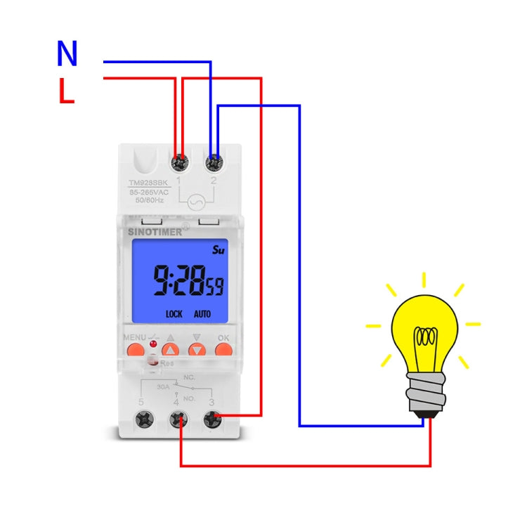 SINOTIMER TM928SBKL 85-265V 30A 1 Second to 168 Hours Programmable Electronic Time Switch