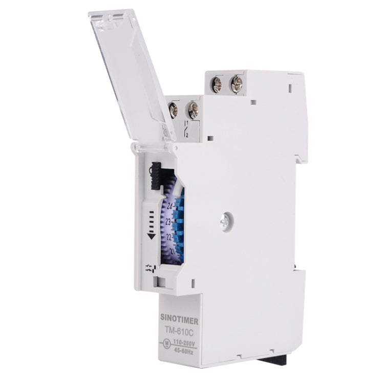 SINOTIMER TM610C 110-250V 16A Quartz Mechanical Timer 24 Hours Programmable Din Rail Relay
