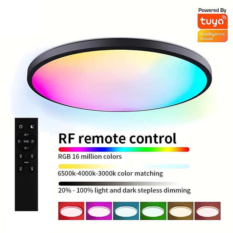 24W 30cm RGBCW Full Color Smart WiFi Tuya Ceiling Light with Remote Control