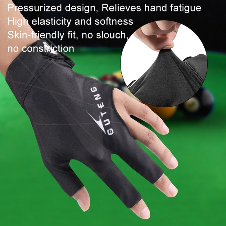GUTENG Three Finger Thin Breathable Wear-Resistant Non-Slip Snooker Billiard Gloves, Style: Left Hand Half Finger (Printed Black) - Safety Gloves by GUTENG | Online Shopping South Africa | PMC Jewellery | Buy Now Pay Later Mobicred