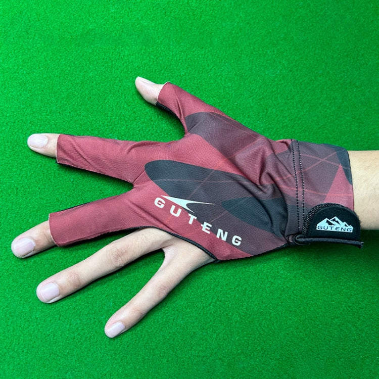 GUTENG Three Finger Thin Breathable Wear-Resistant Non-Slip Snooker Billiard Gloves, Style: Left Hand Full Finger (Printed Black)