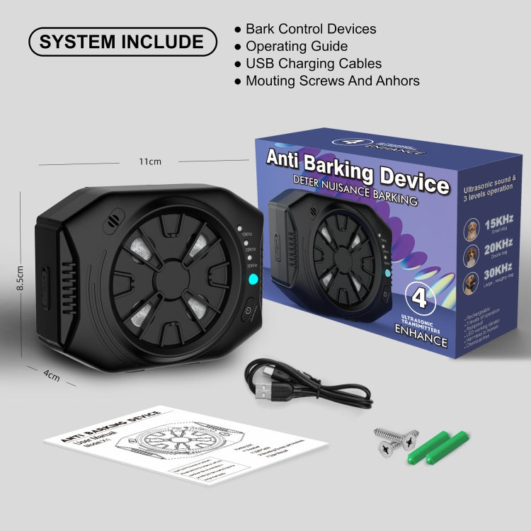 Ultrasonic Anti Dog Bark Device 3 Adjustable Levels Waterproof Bark Silencer(Black) - Training Aids by PMC TechLife | Online Shopping South Africa | PMC TechLife | Buy Now Pay Later Mobicred