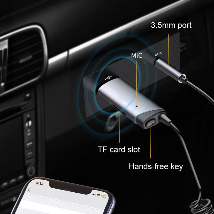 AUX Car Bluetooth Receiver Adapter 3.5mm Cell Phone Computer Connector With TF Card Slot