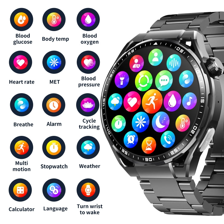 F200 Smart Health Watch ECG Electrocardiogram Blood Sugar Monitoring 1.55 Inch Round Screen, Color: Black Bamboo