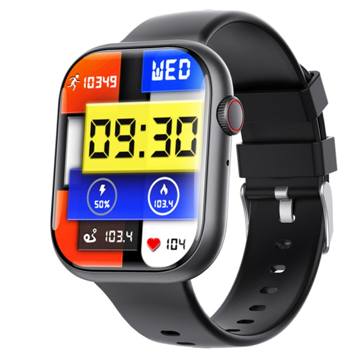 F70 2.1 Inch Screen Smart Watch With Blood Sugar/Blood Oxygen Monitoring /SOS Alarm/100+ Sports Modes, Color: Black Silicone