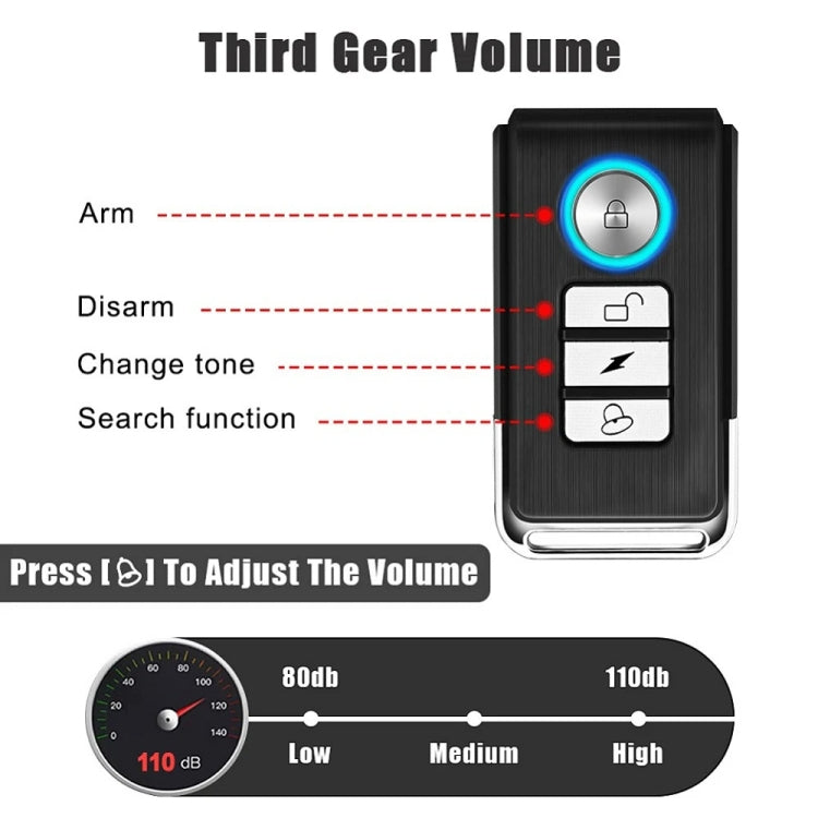 SF32R+03C Electric Motorcycle / Bike Anti-theft Alarm Home Wiring Free Vibration Alarm