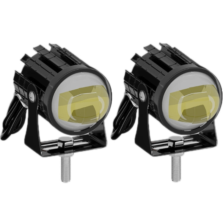 1pair 12V-85V Motorcycle Headlights Dual-color Automotive LED Working Headlights, Color: Yellow + White Light With Flashing