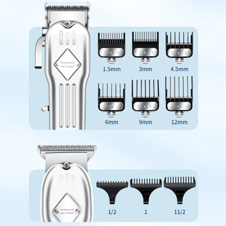 3pcs /Set Men Home Hair Salon High-power Hair Clipper(Black)