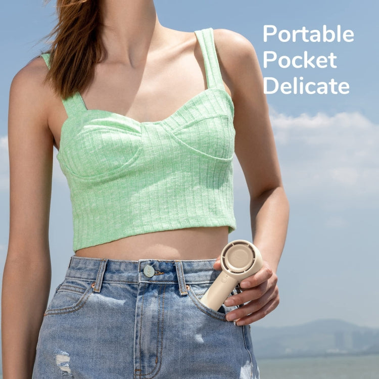 JisuLife FA42 Handheld Portable Small Rechargeable Turbo Fan, Color: Brown 2000mAh - free shipping - PMC Jewellery - Order now!