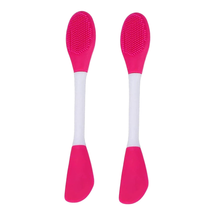 2pcs Dual Head Silicone Face Mask Brush Face Cleansing Massage Brush Mud Mask Applicator(Rose)