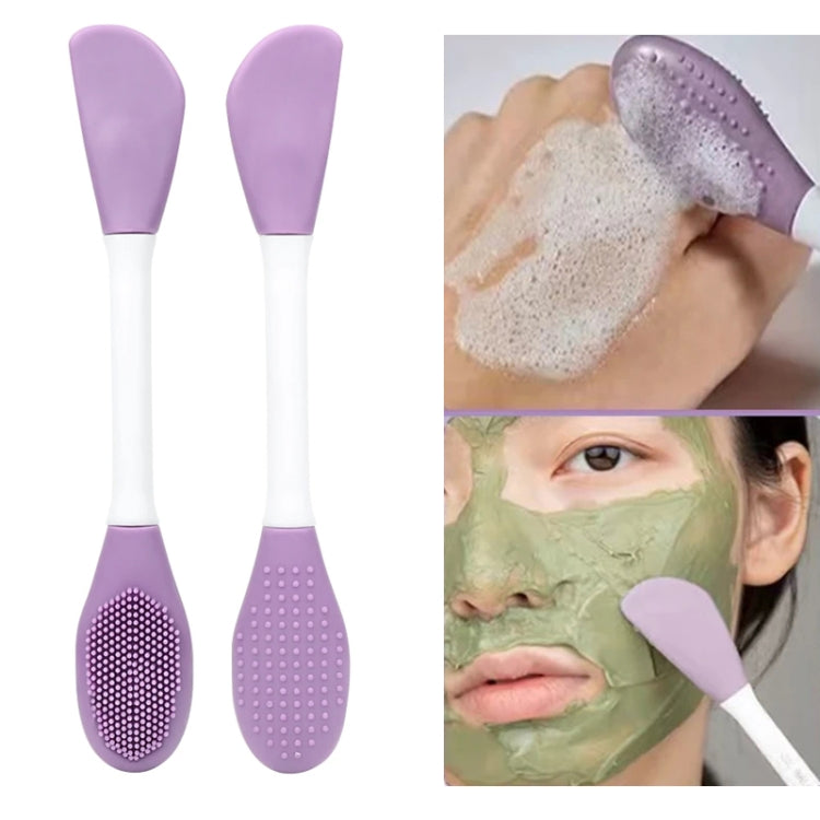 2pcs Dual Head Silicone Face Mask Brush Face Cleansing Massage Brush Mud Mask Applicator(Purple) - free shipping - PMC Jewellery - Order now!
