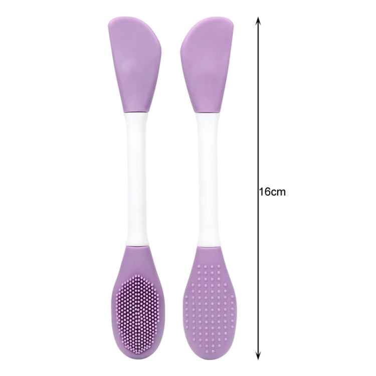 2pcs Dual Head Silicone Face Mask Brush Face Cleansing Massage Brush Mud Mask Applicator(Purple)