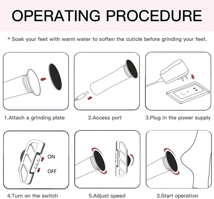 Electric Foot Grinder Calluses Dead Skin Remover With 60pcs Replaceable Sandpaper Discs US Plug(Black)