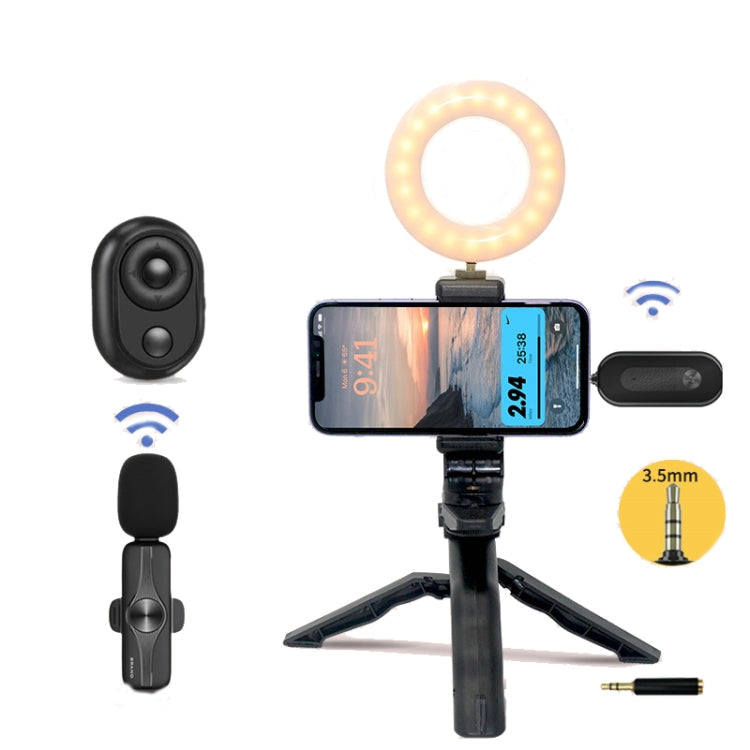 3.5mm Receiver Wireless Lavalier Microphone 9-inch Fill Light Tripod Set for Live Photography, Spec: Single Mic