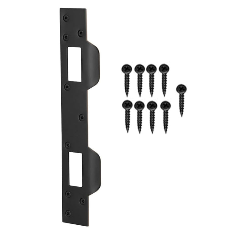 Heavy Duty Metal Latch Plate for Exterior Interior Door Double Hole Reinforcement Striker Plates(Black)