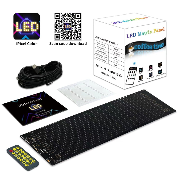 7x17.3cm(16 x 32 LEDs) Car Flexible Display Advertising Screen APP Bluetooth Smart Screen