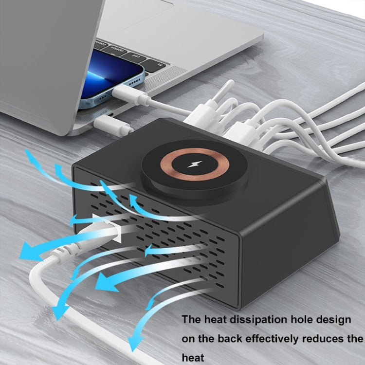 X9M 9-in-1 110W USB+PD Smart Multi-ports QI Magnetic Wireless Charger, Spec: Black EU Plug