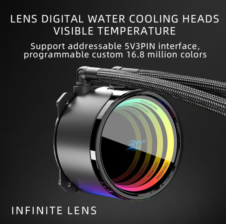 COOLMOON CM-YM-360T Computer ARGB Temperature Display Lens Multi-Platform Integrated CPU Cooler(White) - free shipping - PMC Jewellery - Order now!
