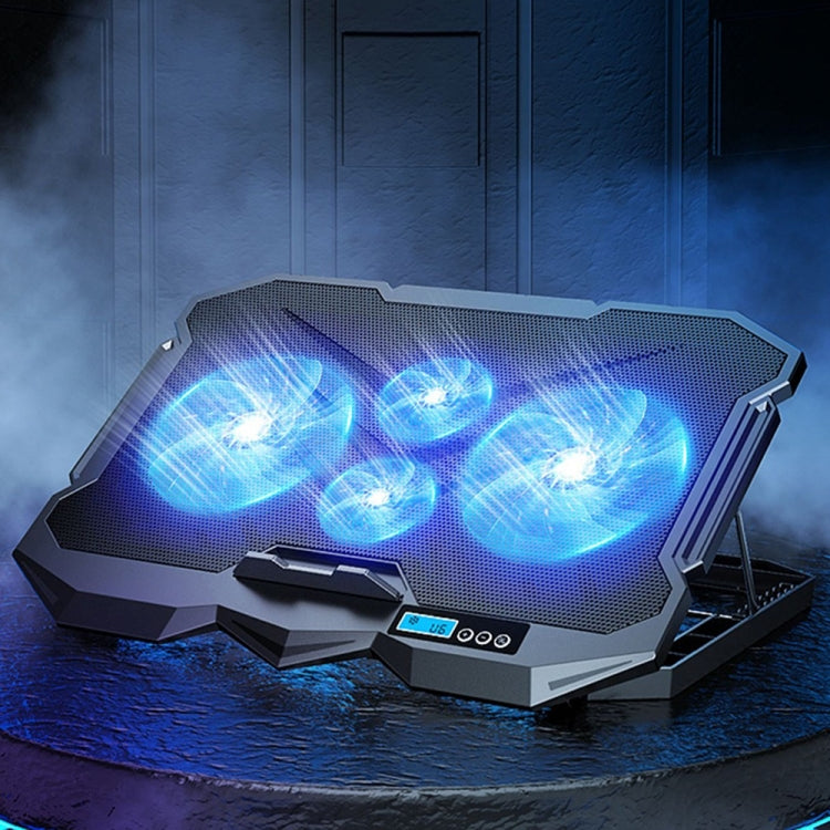 ICE COOREL K22 4-fans Adjustable Laptop Radiator Base with Atmosphere Light with LCD Display - free shipping - PMC Jewellery - Order now!