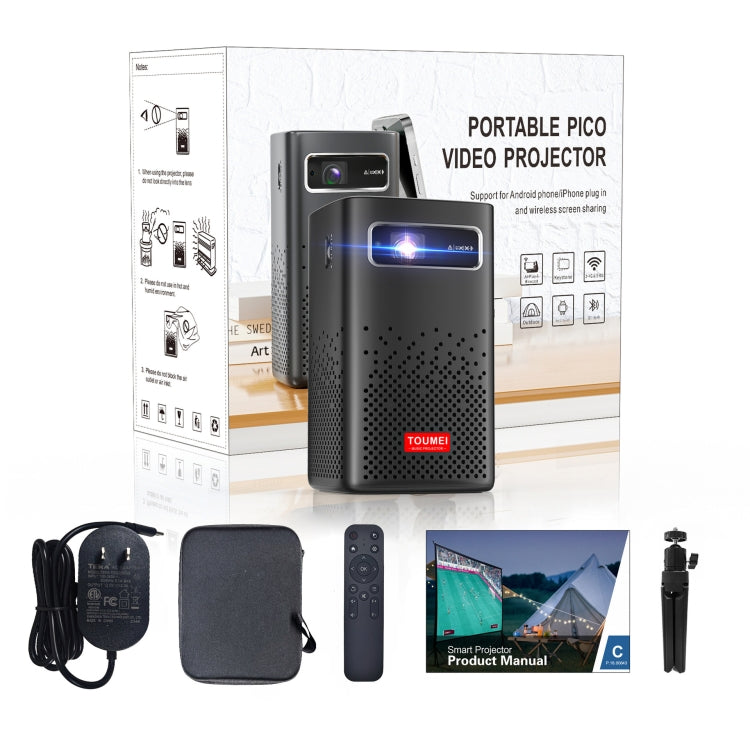 TOUMEI C900 Outdoor Portable Built-In Battery 4K HD Home Music Projector US Plug(Black) - Mini Projector by TOUMEI | Online Shopping South Africa | PMC Jewellery | Buy Now Pay Later Mobicred