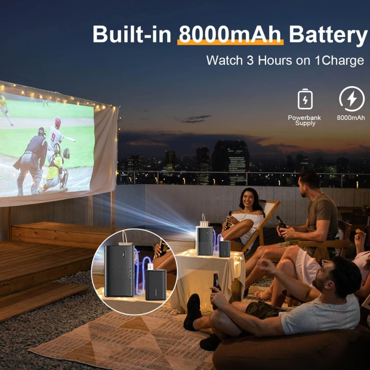 TOUMEI C900 Outdoor Portable Built-In Battery 4K HD Home Music Projector US Plug(Black) - Mini Projector by TOUMEI | Online Shopping South Africa | PMC Jewellery | Buy Now Pay Later Mobicred