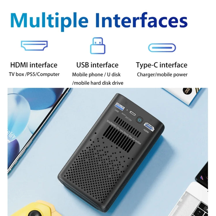 TOUMEI C900 Outdoor Portable Built-In Battery 4K HD Home Music Projector US Plug(Black) - Mini Projector by TOUMEI | Online Shopping South Africa | PMC Jewellery | Buy Now Pay Later Mobicred