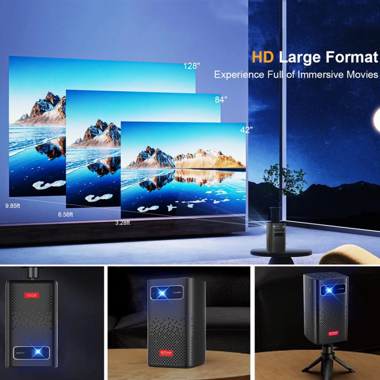 TOUMEI C900 Outdoor Portable Built-In Battery 4K HD Home Music Projector EU Plug(Black) - Mini Projector by TOUMEI | Online Shopping South Africa | PMC Jewellery | Buy Now Pay Later Mobicred