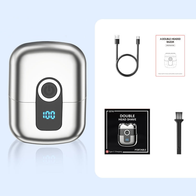 Double Ring Magnetic Electric Shaver Travel Portable Rechargeable Full Body Washable Men Razor(Silver) - Shavers & Accessories by PMC TechLife | Online Shopping South Africa | PMC TechLife | Buy Now Pay Later Mobicred