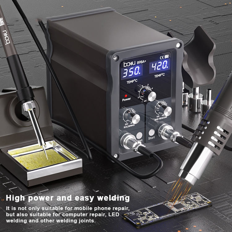 BAKU BA-898A+ 2-In-1 Soldering Station Hot Air Station Adjustable Temperature EU Plug 220V - free shipping - PMC Jewellery - Order now!
