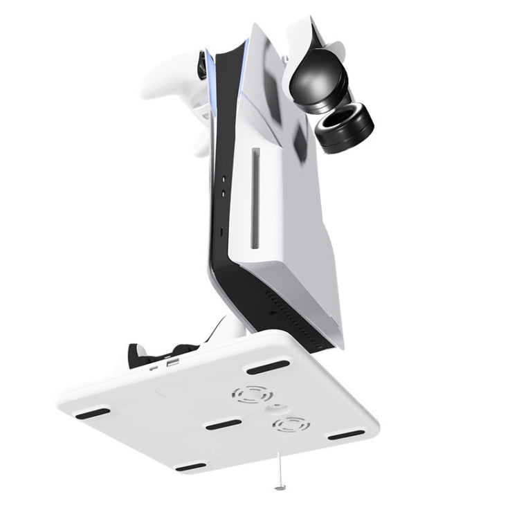 For PS5 Slim iplay Multifunctional Cooling Stand with Dual Controller Charging Station Headset Holder and 6 Game Card Storage