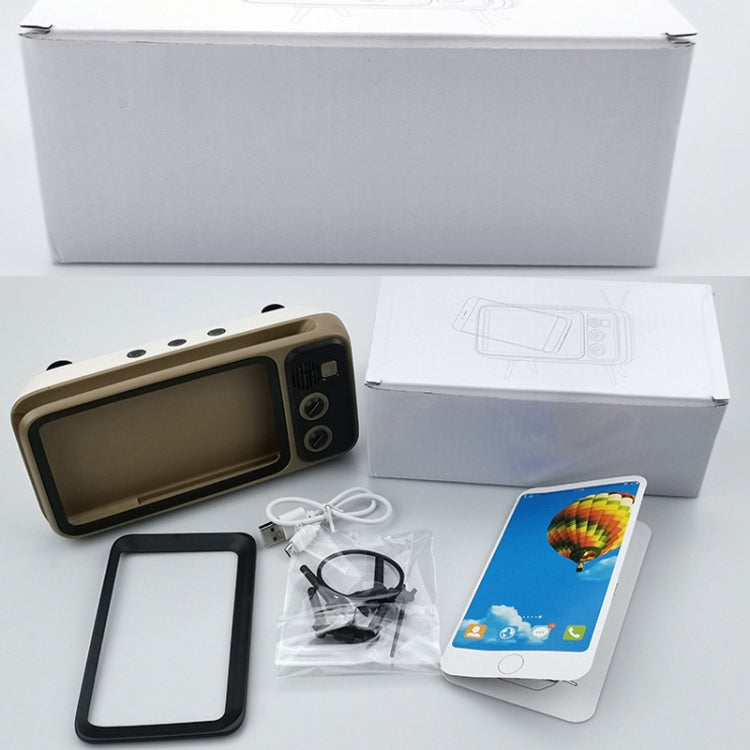 Retro Small TV Desktop Cell Phone Holder With Bluetooth Speaker Player(Brown) - free shipping - PMc TechLife - Order now!