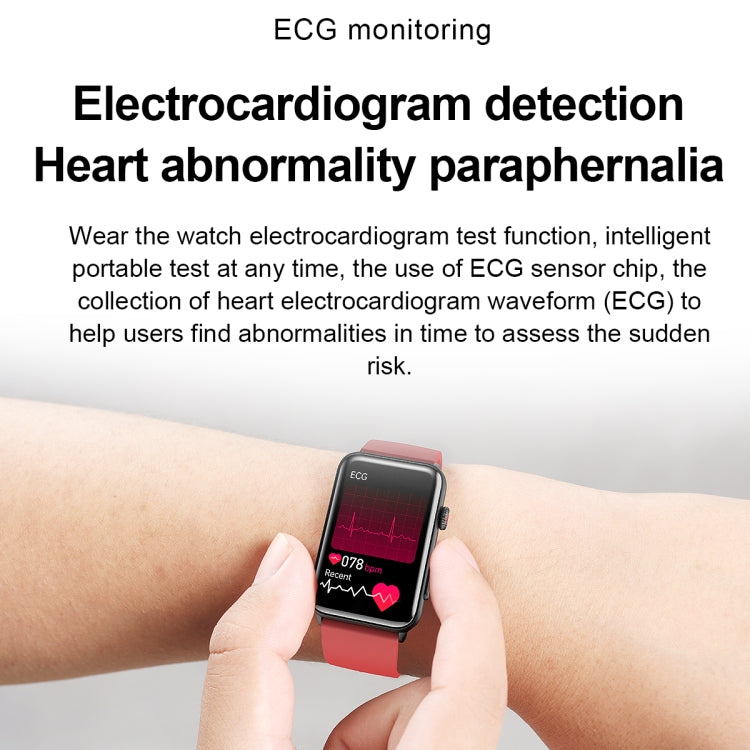 Smart Watch Ring ECG Temperature Heart Rate Blood Pressure Health Bluetooth Talking Watch, Color: Red Silicone - free shipping - PMC Jewellery - Order now!
