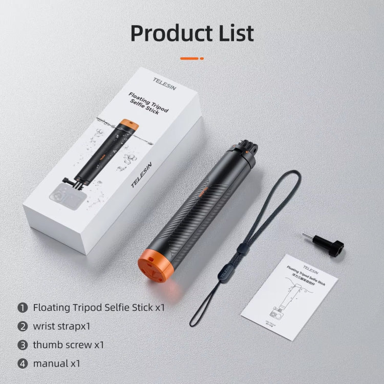TELESIN 61cm Underwater Buoyancy Bar Retractable Selfie Stick Tripod For GoPro Insta360 DJI OSMO Action Camera - free shipping - PMC Jewellery - Order now!