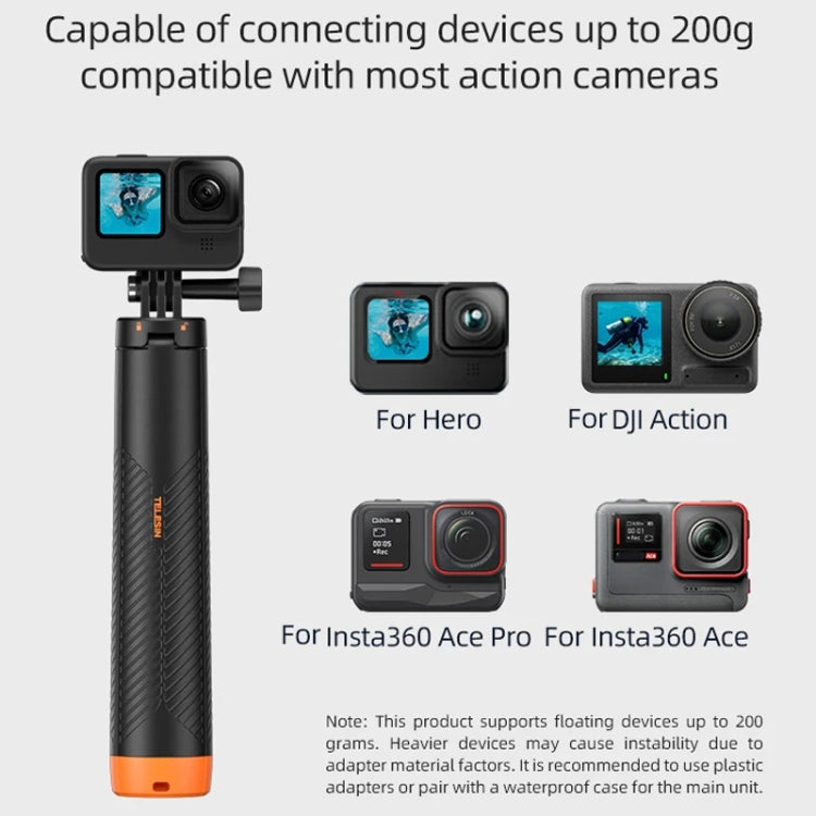 TELESIN 61cm Underwater Buoyancy Bar Retractable Selfie Stick Tripod For GoPro Insta360 DJI OSMO Action Camera - free shipping - PMC Jewellery - Order now!