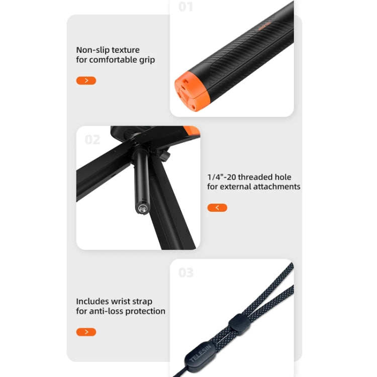 TELESIN 61cm Underwater Buoyancy Bar Retractable Selfie Stick Tripod For GoPro Insta360 DJI OSMO Action Camera - free shipping - PMC Jewellery - Order now!