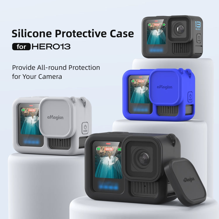 For GoPro HERO13 Black AMagisn Silicone Case Protective Cover(Blue) - Silicone Cases by aMagisn | Online Shopping South Africa | PMC Jewellery | Buy Now Pay Later Mobicred