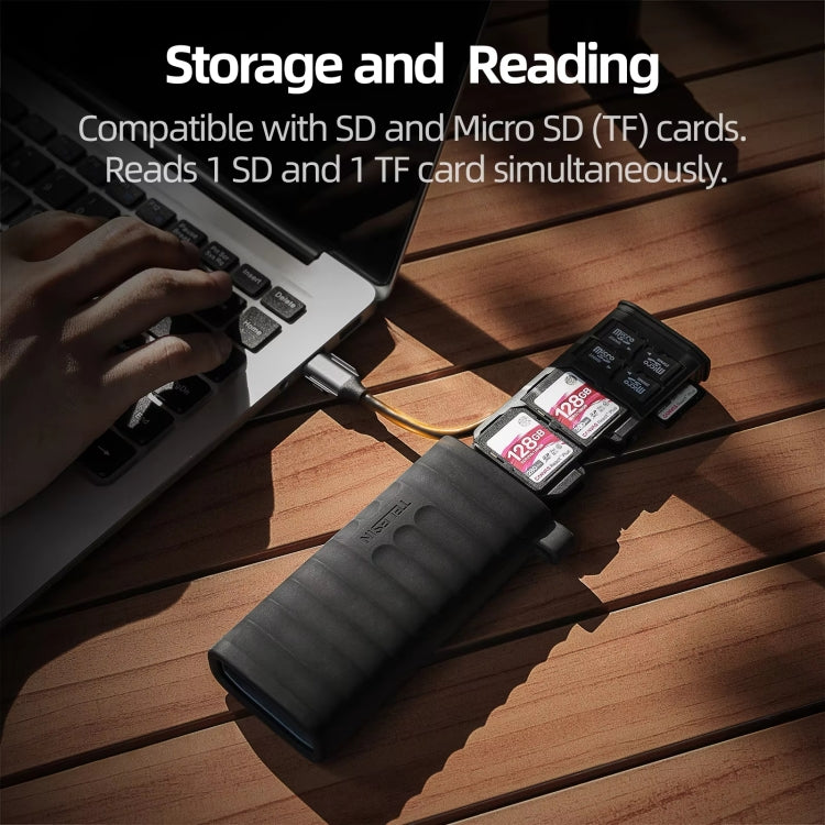 TELESIN USB-C / Type-C 2-in-1 SD / TF Card Reader Storage Box for Smartphones PC Camera