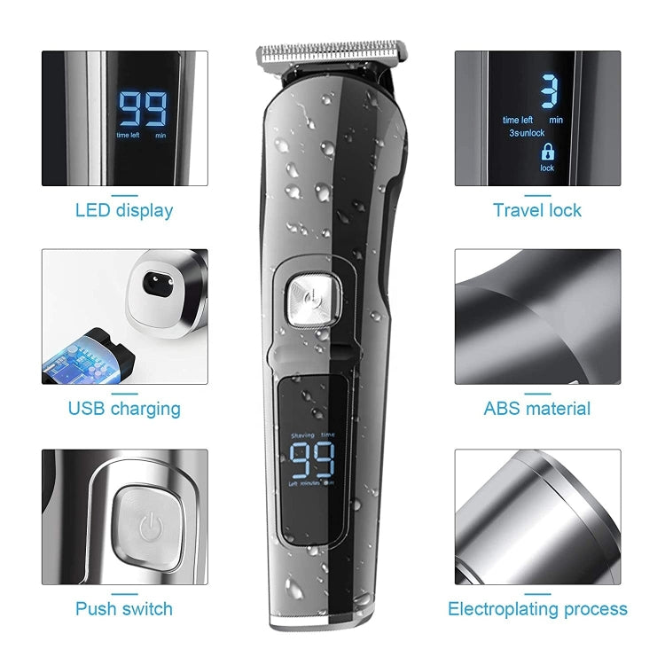 6 in 1 Men Water-resistant Electric Hair Trimmer Kit Nose Trimmer, Mustache Trimmer Body Shaver 8688