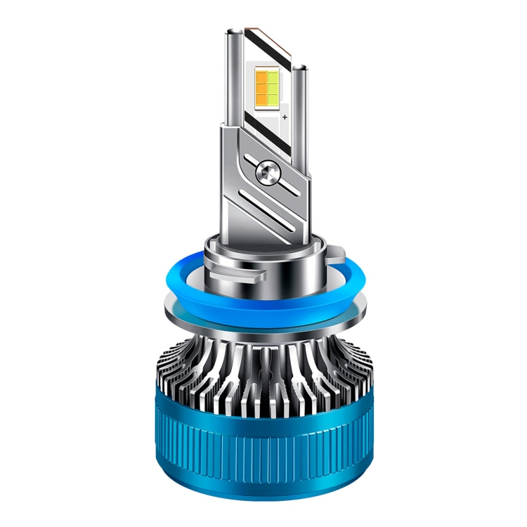 50W Three-color LED Double Copper Tube Aluminum Alloy Headlight, Bulb: H11