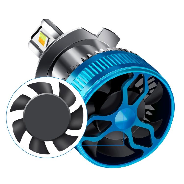 50W Three-color LED Double Copper Tube Aluminum Alloy Headlight, Bulb: H1