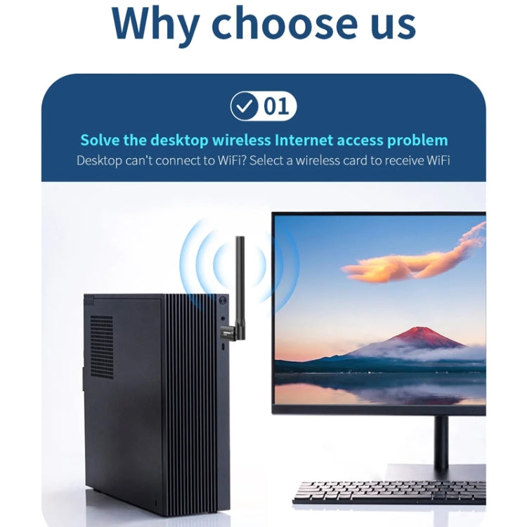 COMFAST CF-940F 300Mbps WiFi6 USB Adapter 2.4GHz WiFi Antena Wireless Network Card