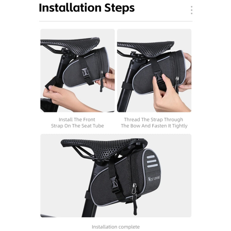 WEST BIKING Bicycle Saddle Tail Bag Portable Mini Tool Bag(Black)