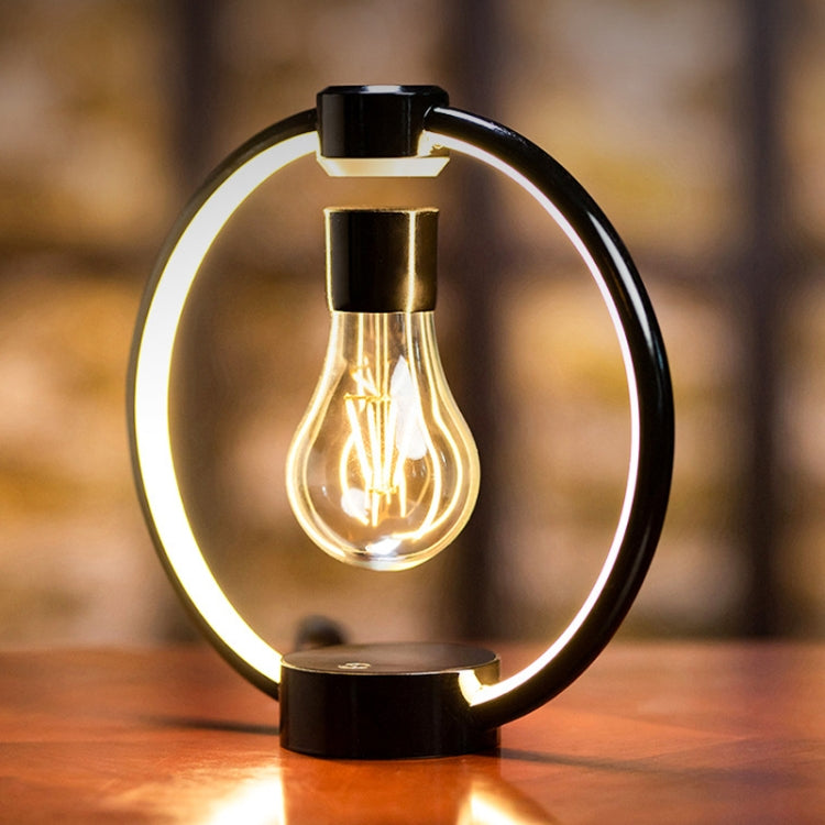 Magnetic Levitation Light Bulb Table Lamp Desktop Ambient Luminous Night Light, Specification: EU Plug(Black)