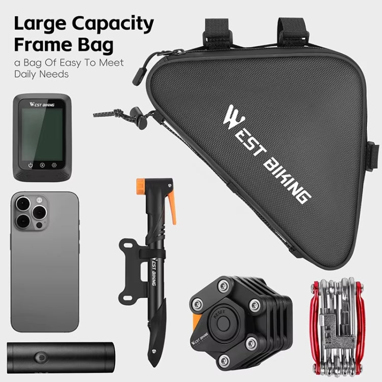 WEST BIKING Bicycle Crossbar Triangle Bag Cycling Equipment Tool Bag(Black)