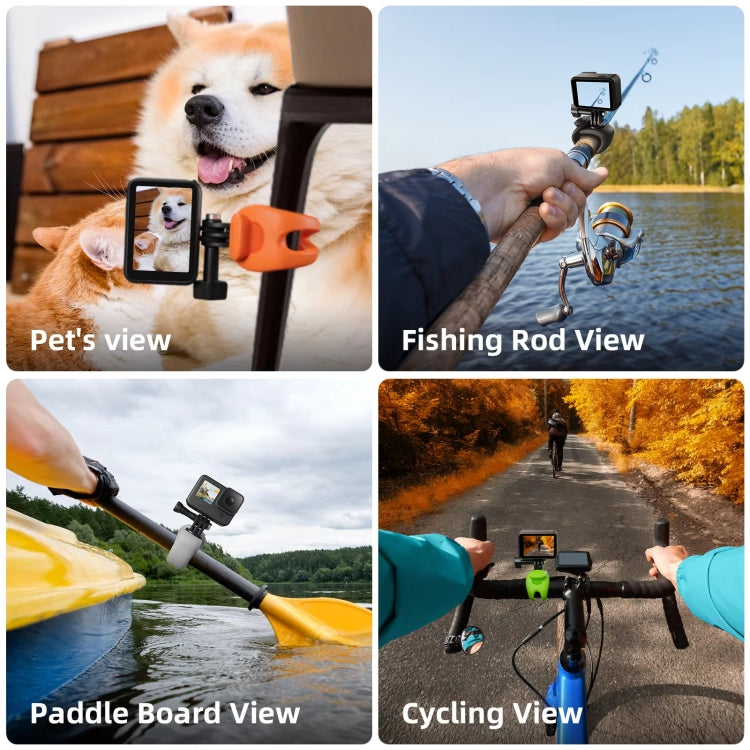 TELESIN Action Camera Mount Silicone Adjustable Mini Flexible Bracket For GoPro HERO / Insta360 / DJI Action Camera(Orange)